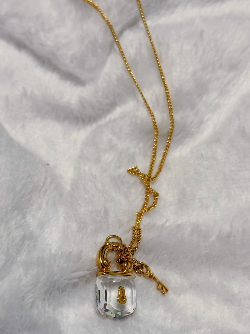 Swarovski Crystal Memories Necklace Lock Padlock Key Motif Pendant